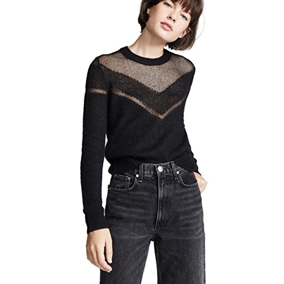 “NEW” RAG & BONE Black Mesh & Mohair Sweater - Picture 4 of 8